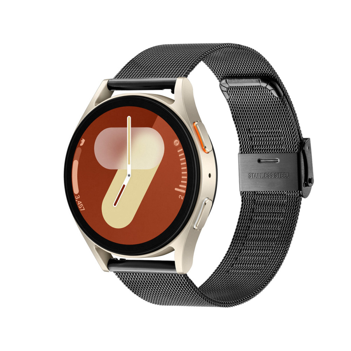 Samsung Galaxy Watch 7 LTE SA.L300CBRM.LTE smartwatch met zwart stalen band en beige kast Ø 40 mm