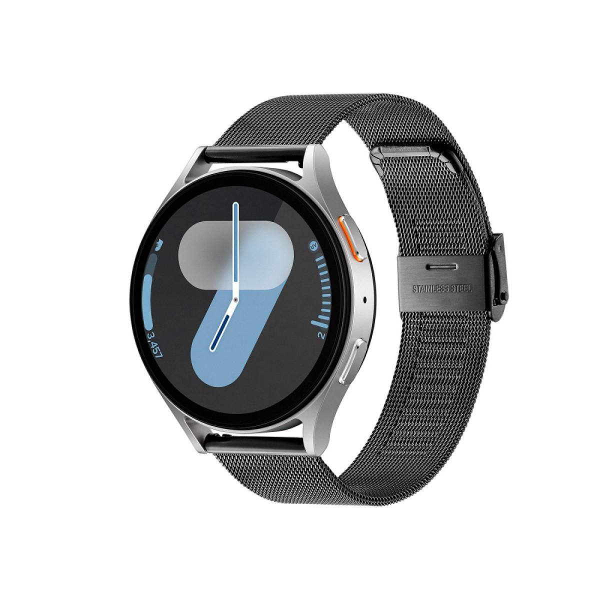 Samsung Galaxy Watch 7 LTE SA.L310SBRM.LTE zilverkleurige smartwatch met zwarte stalen band - Ø 44 mm