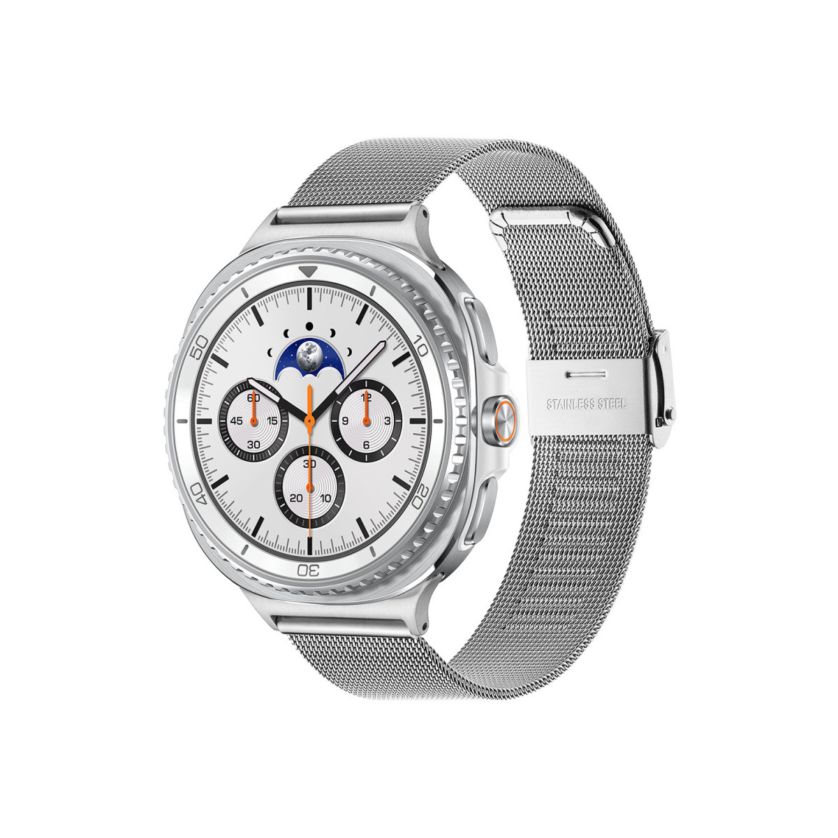 Samsung Galaxy Watch 8 Classic LTE SA.L500WSM20.LTE smartwatch met zilverkleurige stalen mesh band - ø 46 mm