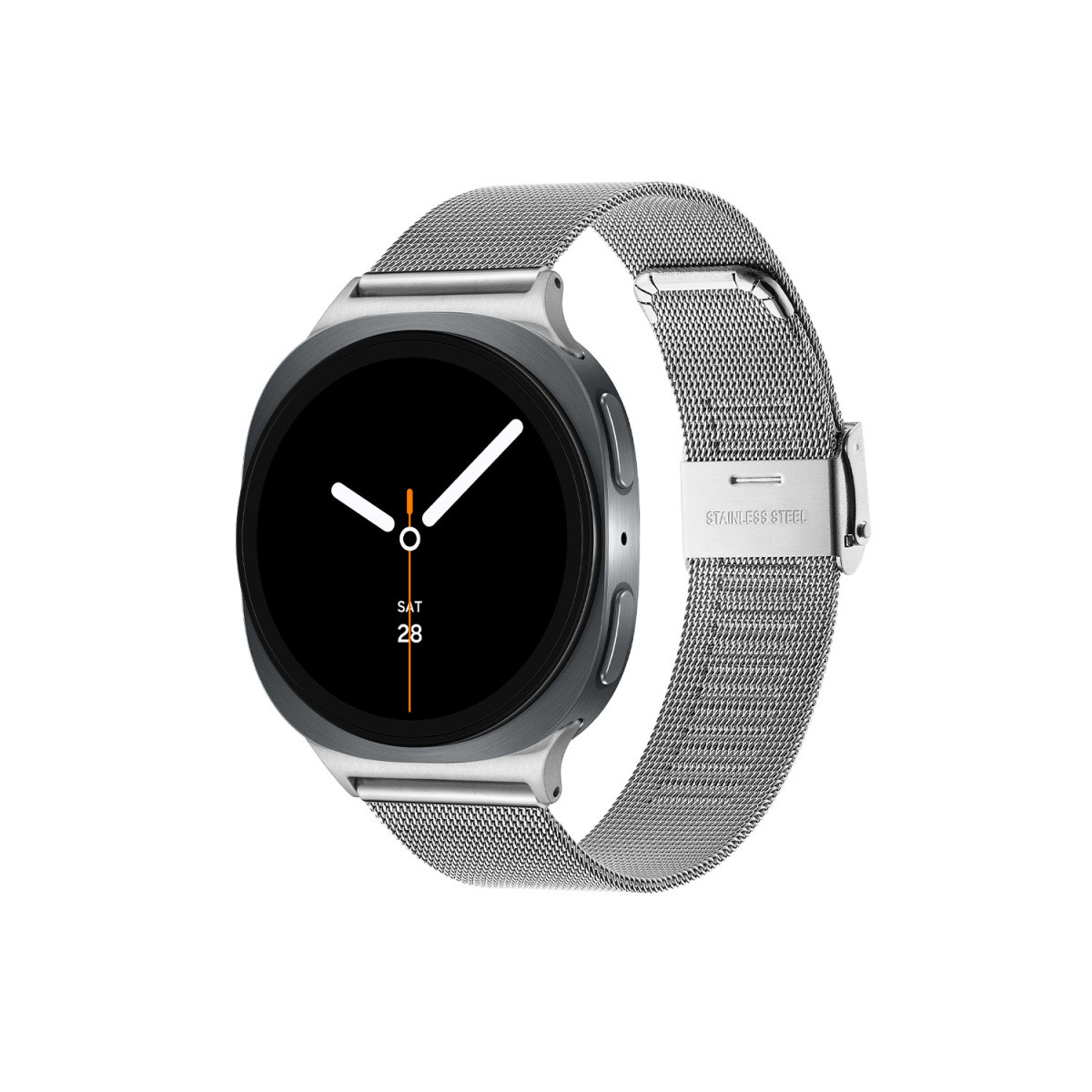 Samsung Galaxy Watch 8 LTE SA.L330GSM20.LTE mesh smartwatch van zilverkleurig staal - ø 44 mm