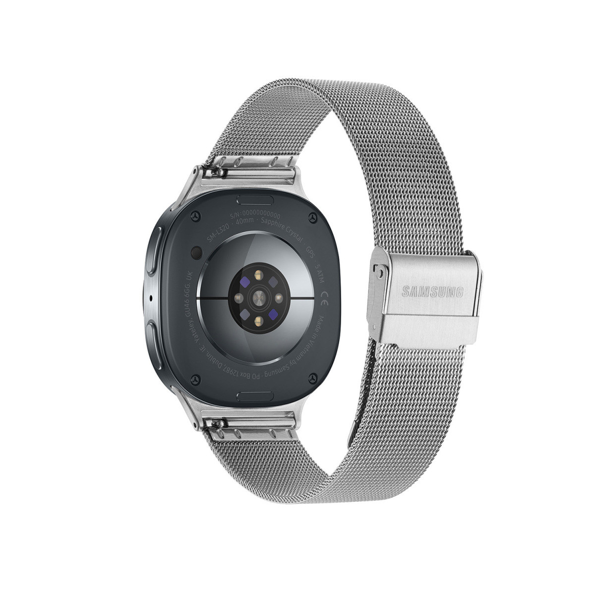 Samsung Galaxy Watch 8 SA.L330GSM20 zilverkleurige smartwatch met stalen mesh band en grijze kast - ø 44 mm