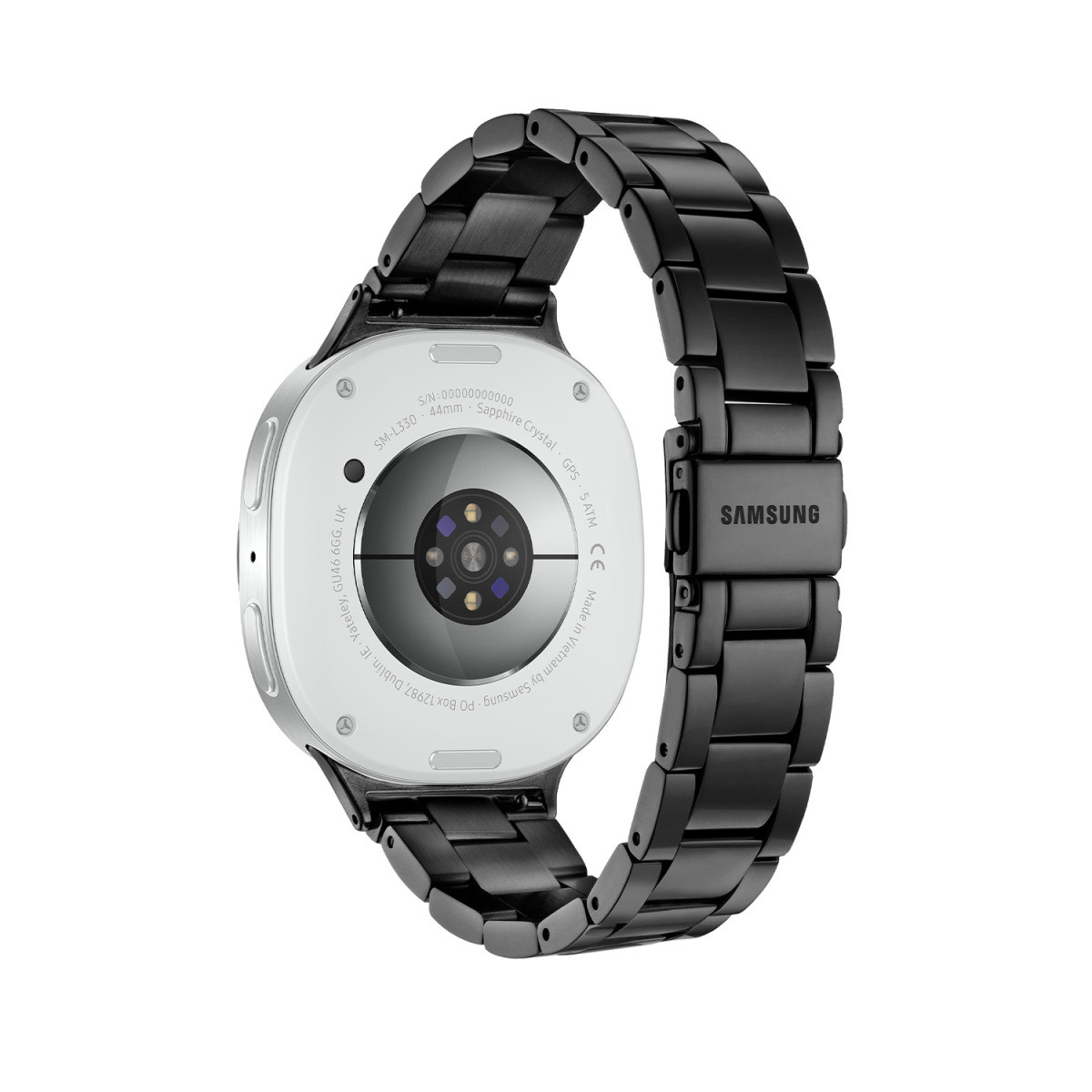 Samsung Galaxy Watch 8 SA.L330SBS20 zwarte smartwatch met stalen band en zilverkleurige kast - ø 44 mm