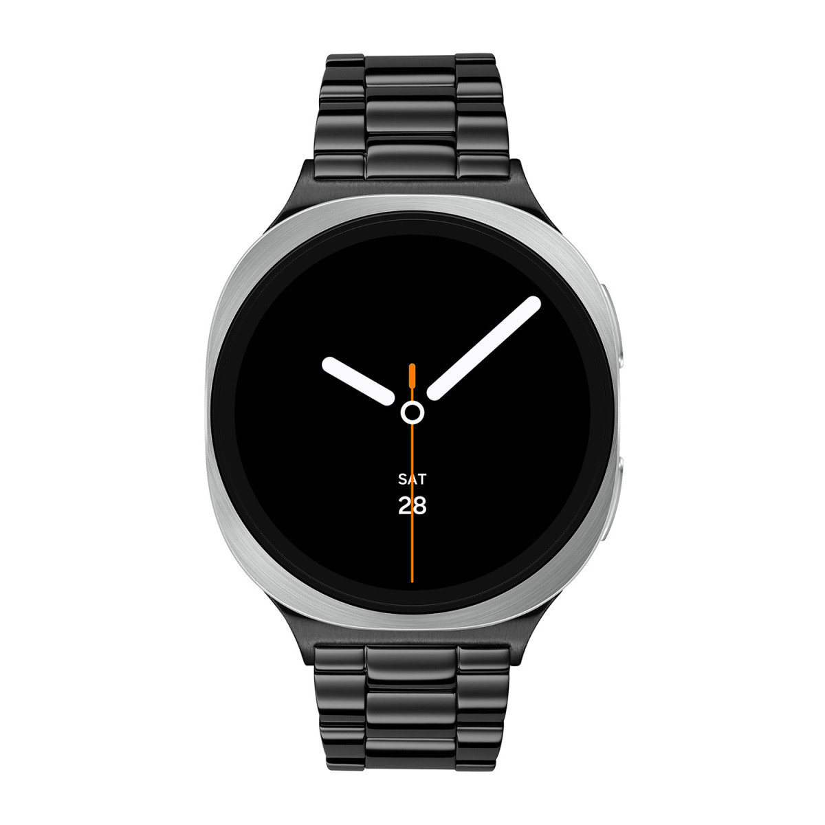 Samsung Galaxy Watch 8 SA.L330SBS20 zwarte smartwatch met stalen band en zilverkleurige kast - ø 44 mm