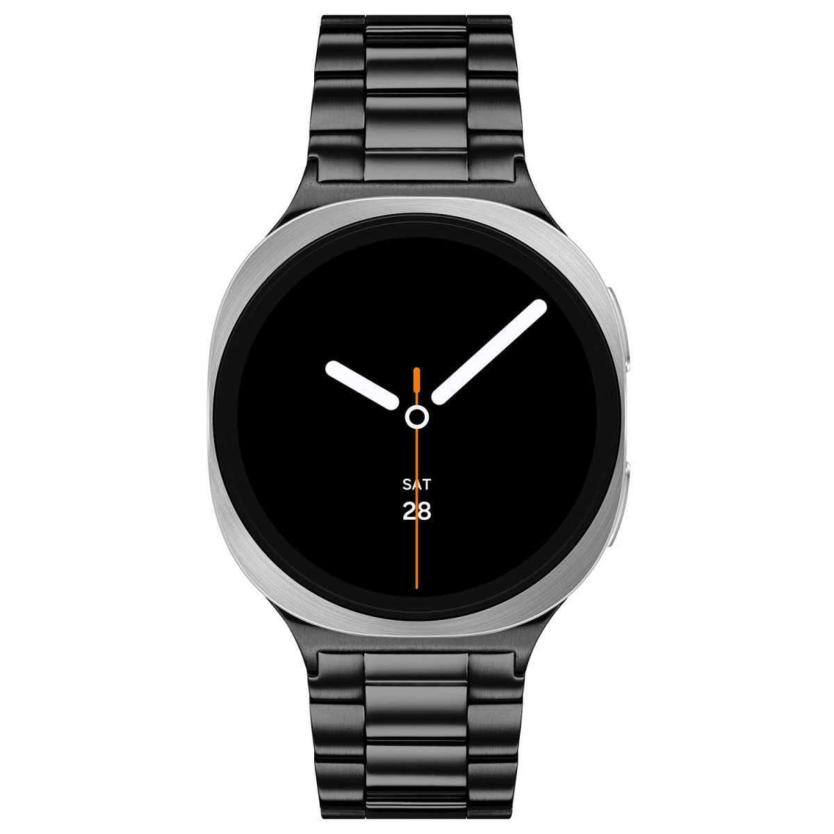 Samsung Galaxy Watch 8 SA.L330SBS24 zwarte smartwatch met stalen schakels en zilverkleurige kast - ø 44 mm