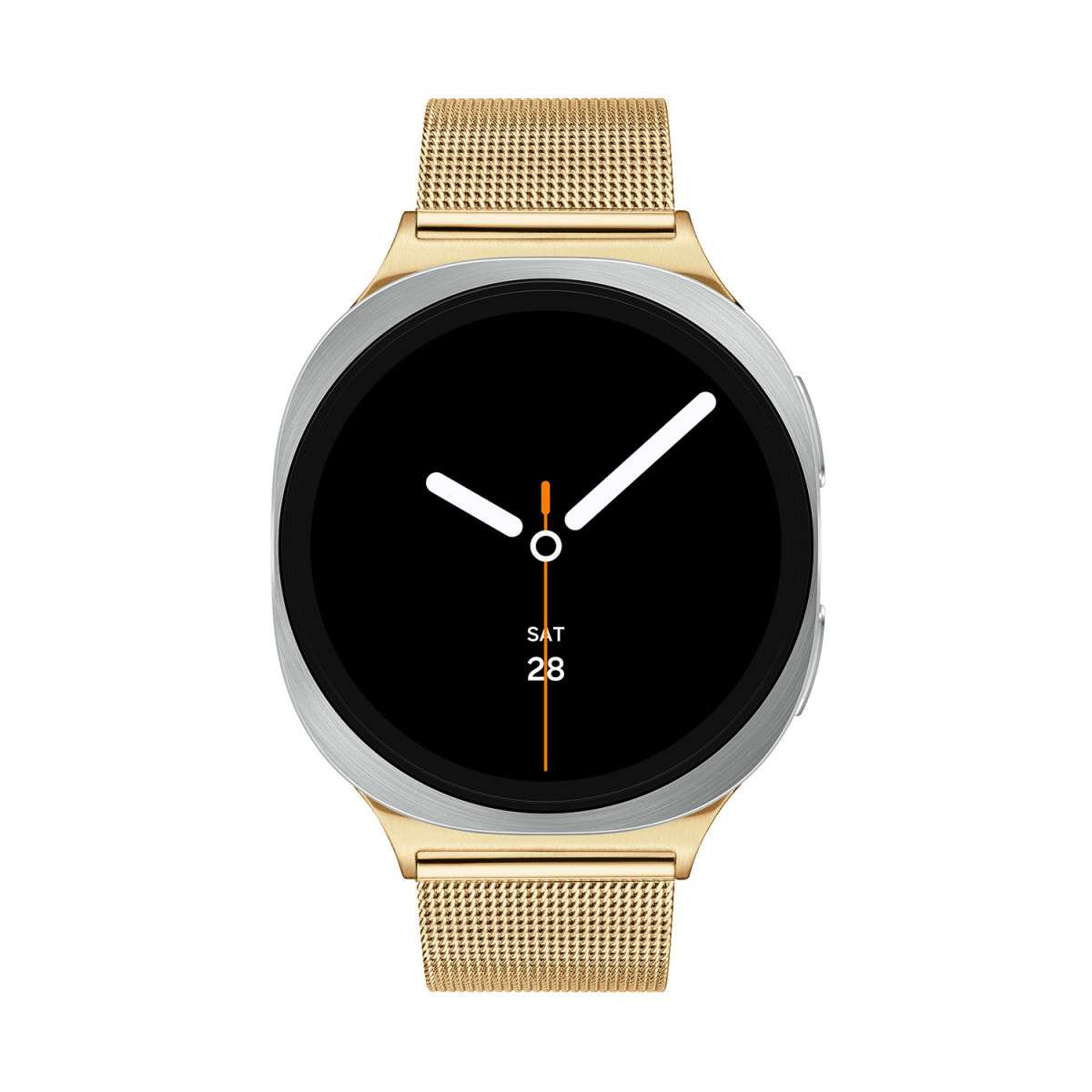 Samsung Galaxy Watch 8 SA.L330SGM20 bicolor smartwatch met goudkleurige band en fijn mesh patroon - ø 44 mm