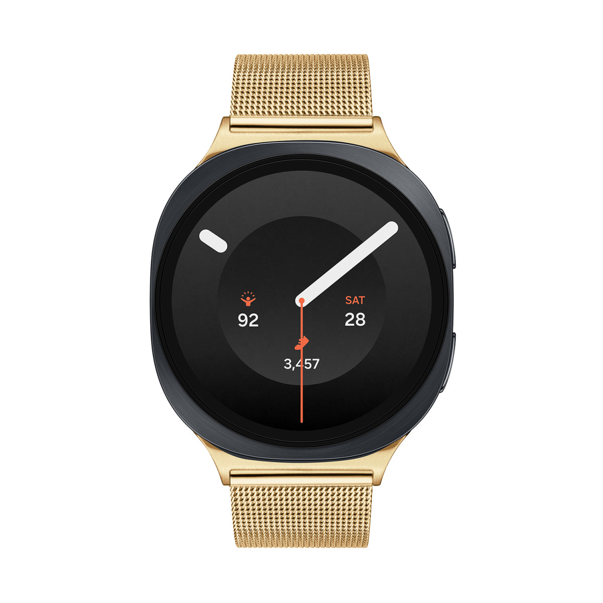 Samsung Galaxy Watch 9 SA.L350ZGM20 smartwatch met zwarte kast en goudkleurige mesh-band - 44 mm