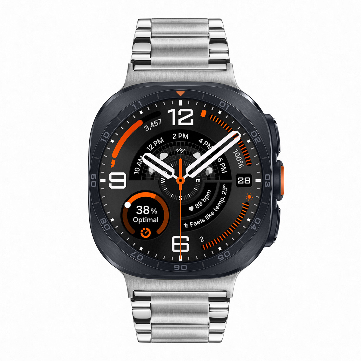 Samsung Galaxy Watch Ultra 2 SA.L715ZUSS.LTE met zilverkleurige schakelband - 47 mm