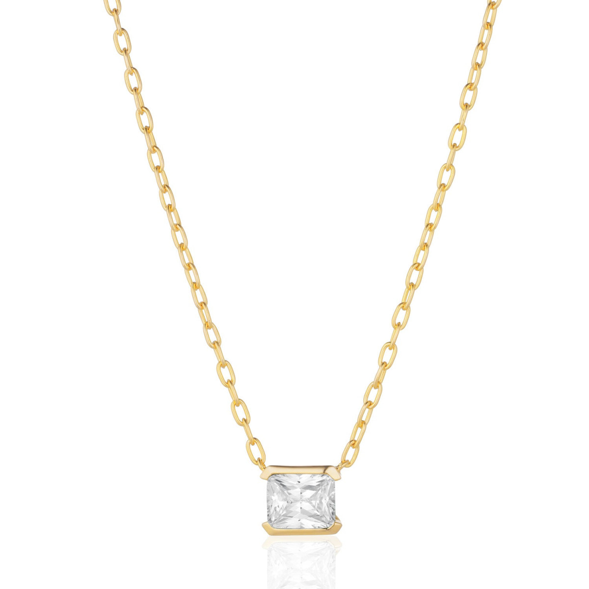 Sif Jakobs gold plated ketting met rechthoekige zirkonia hanger SJ-N42258-CZ-YG