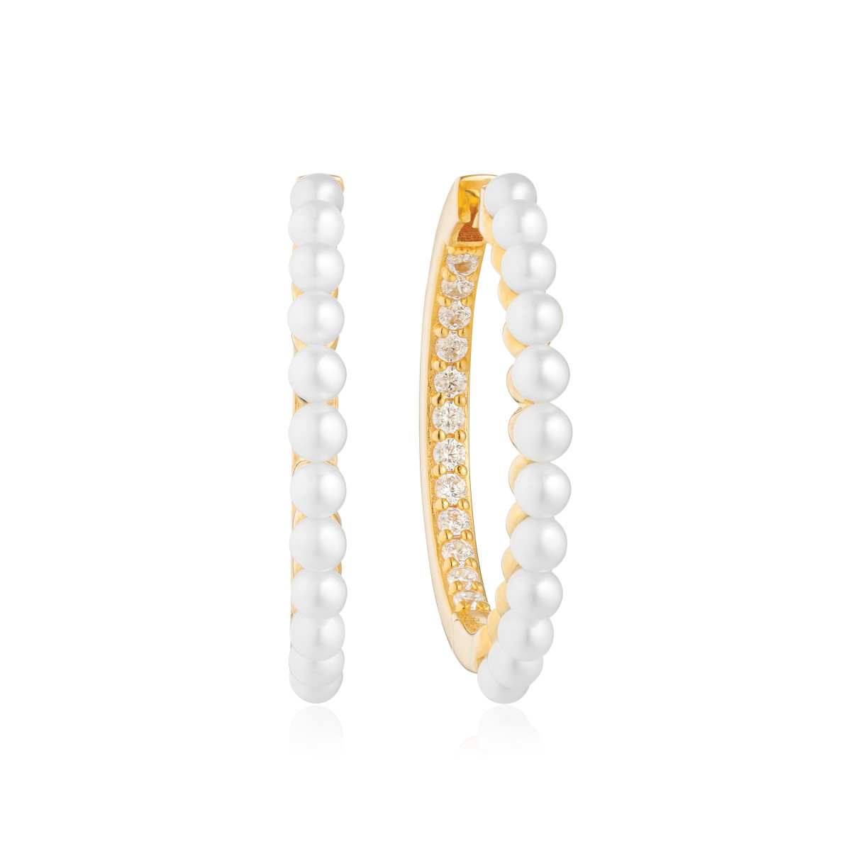 Sif Jakobs gold plated klapcreolen met zoetwaterparels en zirkonia's SJ-E22215-PCZ-YG