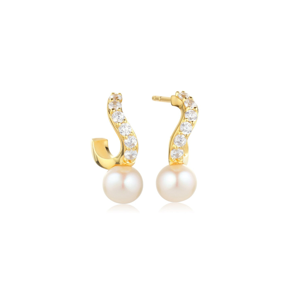 Sif Jakobs gold plated oorstekers met zirkonia rij en zoetwaterparel SJ-E12350-PCZ-YG