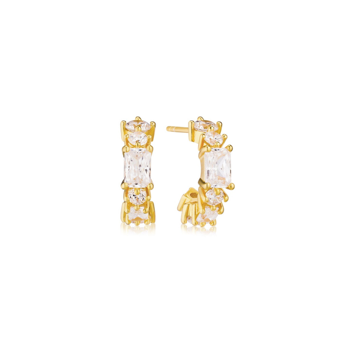 Sif Jakobs gold plated stekercreolen met speelse zirkonia's SJ-E12311-CZ-YG
