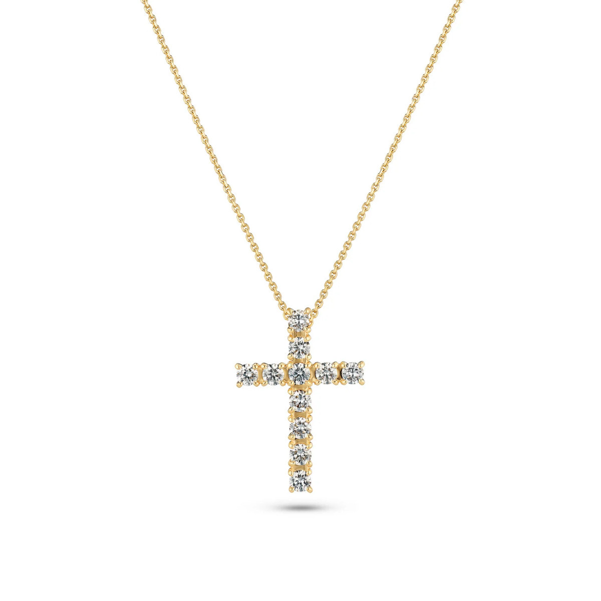 Sif Jakobs Alba Croce SJ-N2570-WD-YG 14k gouden ketting met lab diamanten kruis hanger 0.64 crt - Lengte 45 cm