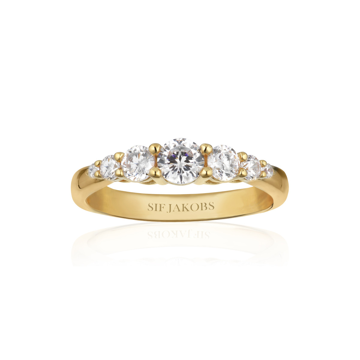 Sif Jakobs Belluno SJ-R42126-CZ-SG goudkleurige ring met zirkonia glanzend 4.5 mm breed