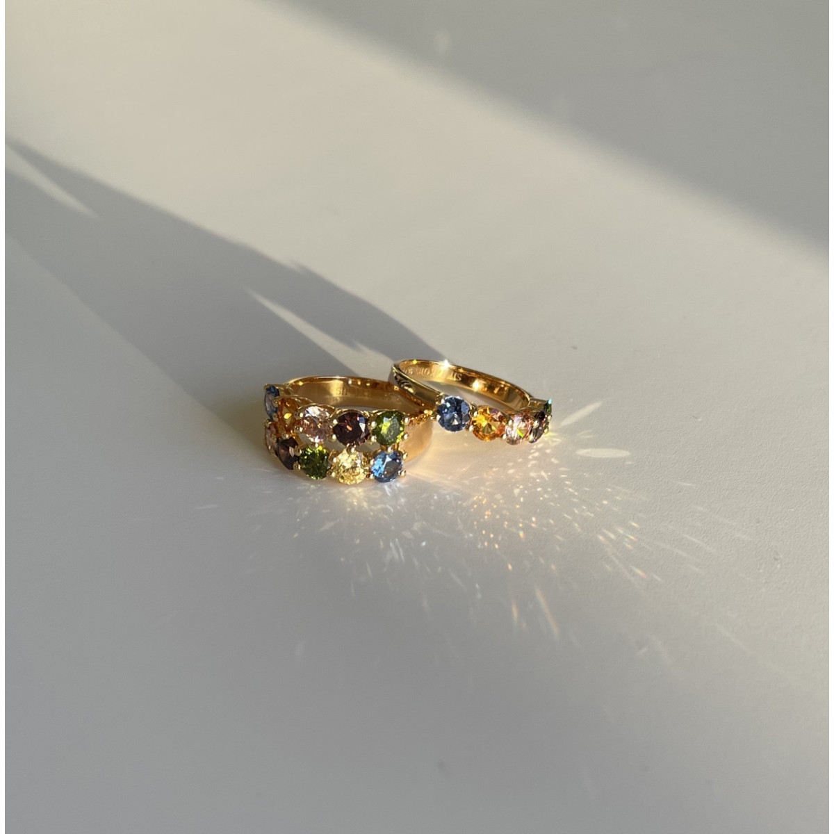 Sif Jakobs Belluno SJ-R42127-ACZ-SG gold plated ring met zirkonia kleurrijk 4.5 mm breed