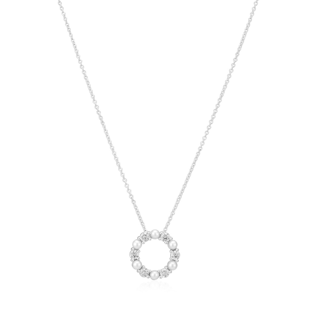 Sif Jakobs Biella SJ-N2432-PCZ zilveren ketting met parel en zirkonia hanger - Lengte
