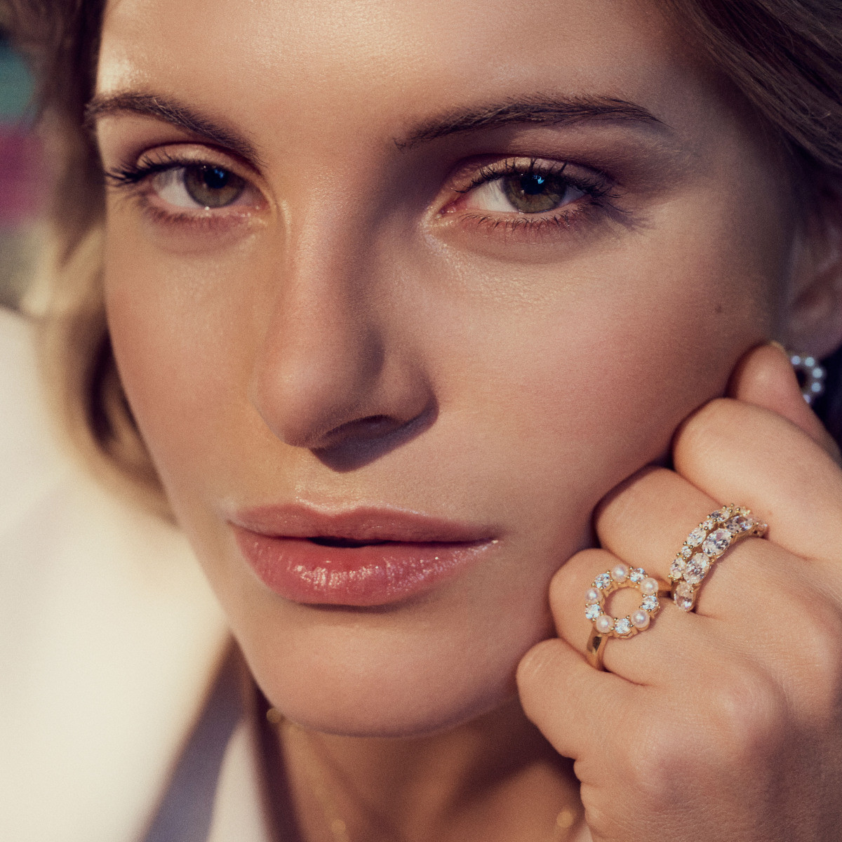Sif Jakobs Biella SJ-R2432-PCZ-YG gold plated ring met parel en zirkonia stenen