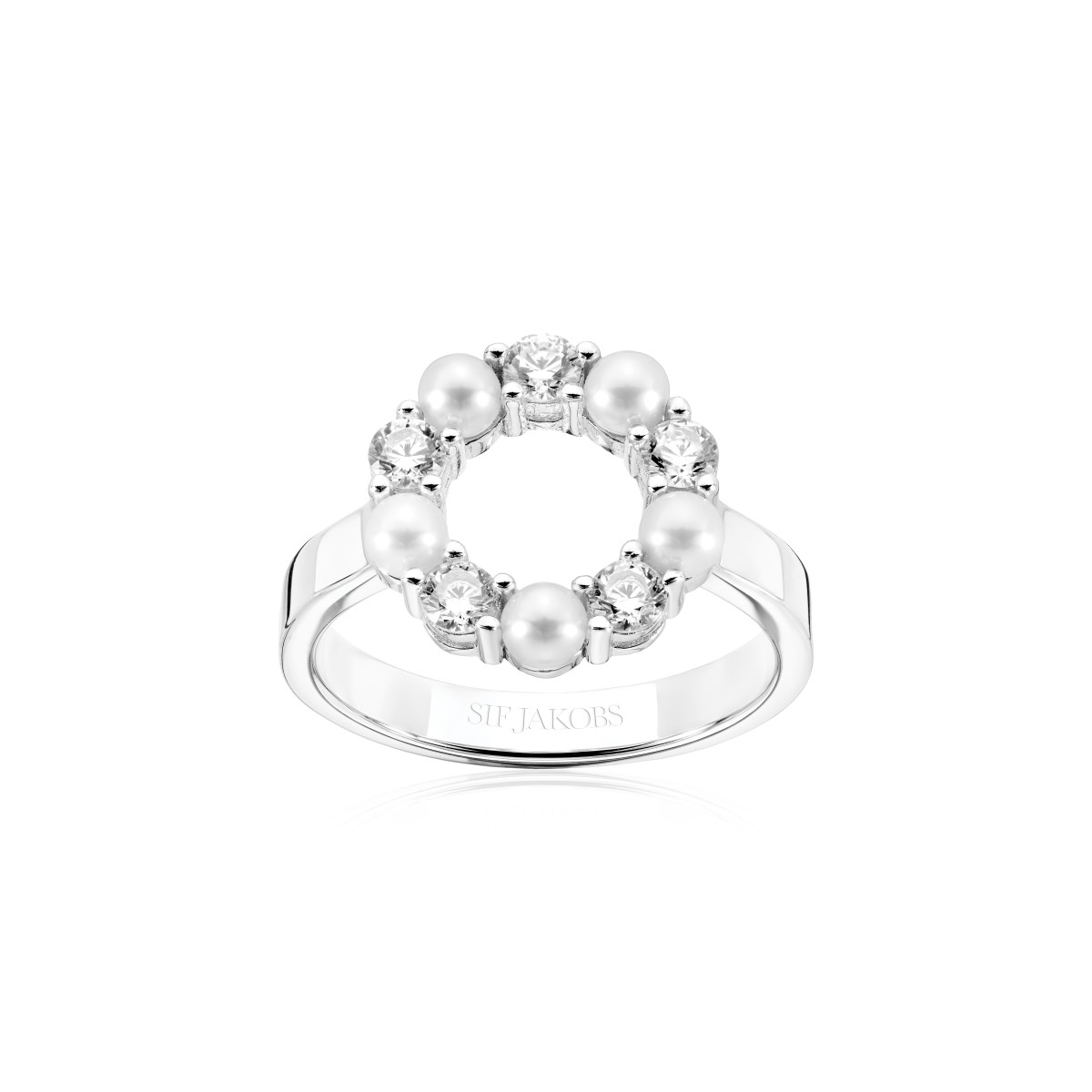 Sif Jakobs Biella SJ-R2432-PCZ zilveren ring met zirkonia en zoetwaterparel