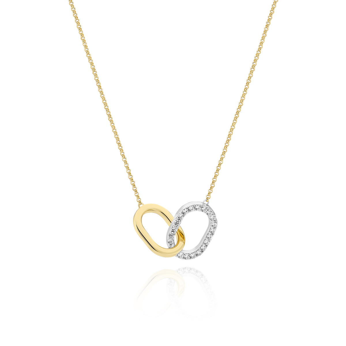 Sif Jakobs Capizzi Due Piccolo SJ-N42229-CZ-2YG Zilveren goldplated ketting met ovale hangers - max. 45 cm