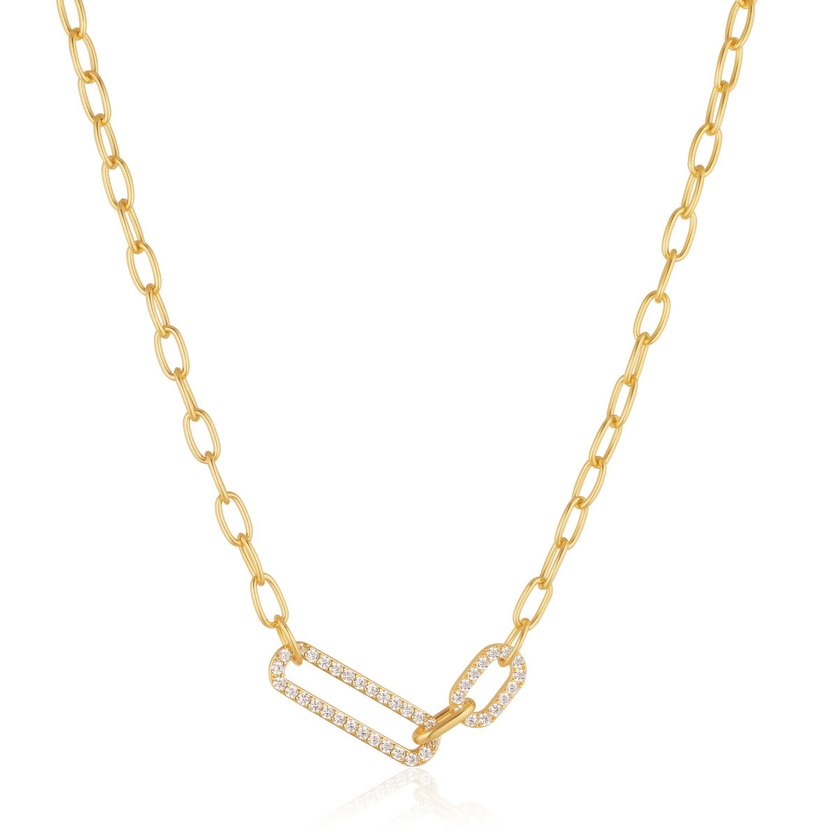 Sif Jakobs Capizzi SJ-N42232-CZ-YG gold plated ketting met rechthoekige hanger zirkonia - Lengte 45 cm
