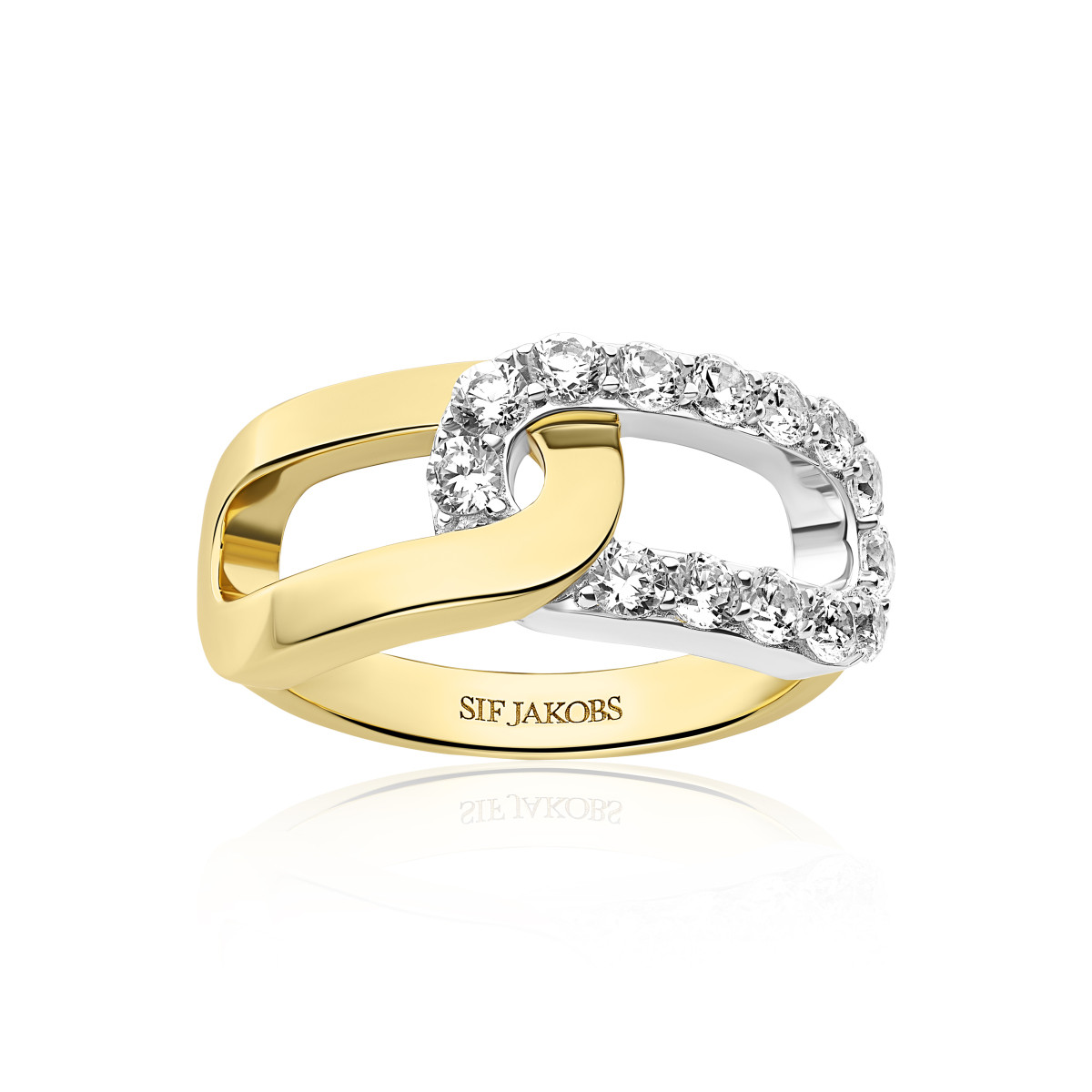 Sif Jakobs Capizzi SJ-R42238-CZ-2YG gold plated ring met zirkonia glanzend 9.5 mm breed