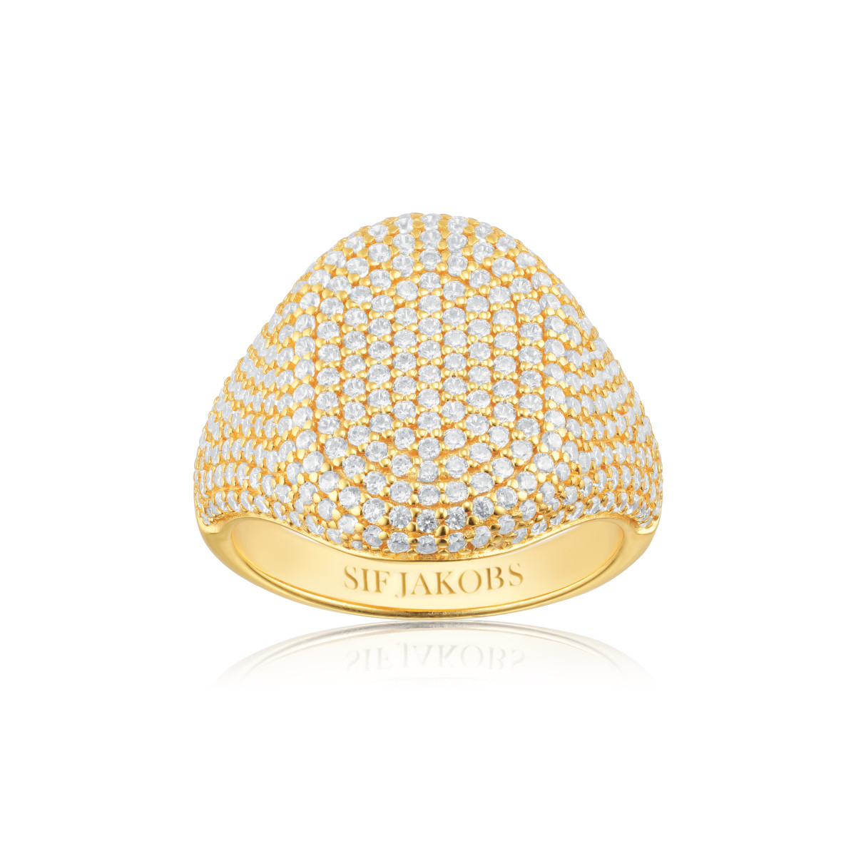 Sif Jakobs Capizzi SJ-R42240-CZ-YG gold plated ring met zirkonia pavé 12.5 mm breed