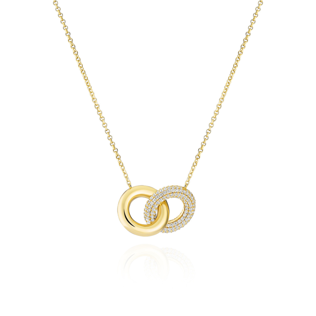 Sif Jakobs Carrara Due Piccolo SJ-N2477-CZ-YG Zilveren goldplated ketting met ringhangers - Lengte max. 45 cm