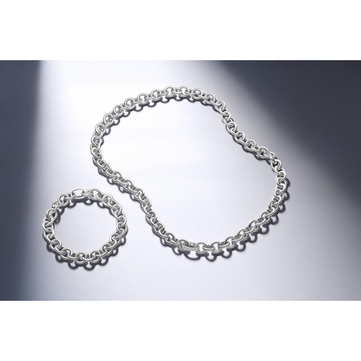 Sif Jakobs Carrara SJ-C2478 Zilveren jasseron-schakelketting met verstelbare lengte tot 45 cm