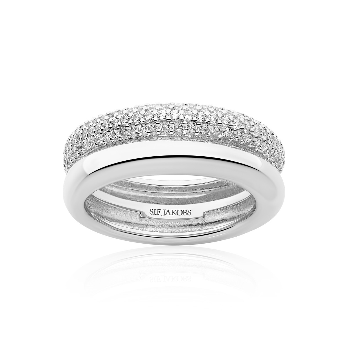 Sif Jakobs Carrara SJ-R2476-CZ zilveren ring zirkonia glanzend pavé breed 8 mm