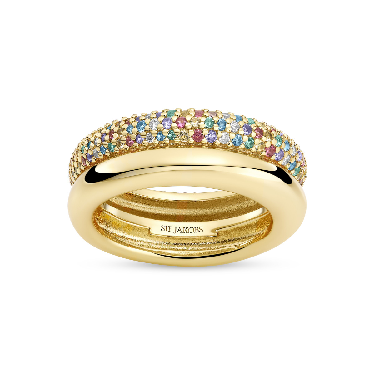 Sif Jakobs Carrara SJ-R2476-XCZ-YG gold plated ring met veelkleurige zirkonia stenen