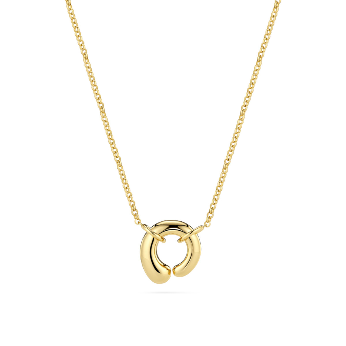 Sif Jakobs Circolo Pianura SJ-N2586-YG Zilveren goldplated ketting met hanger en glanzende afwerking - 50 cm
