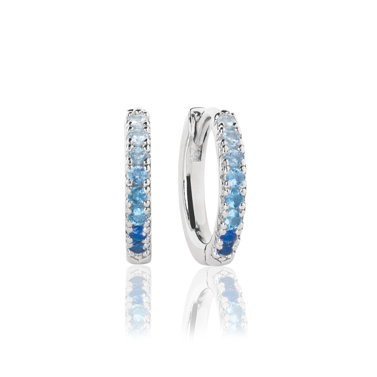 Sif Jakobs Ellera Blue Medio SJ-E2859-GBL zilveren oorringen met blauwe zirkonia - Diameter 14 x 2 mm