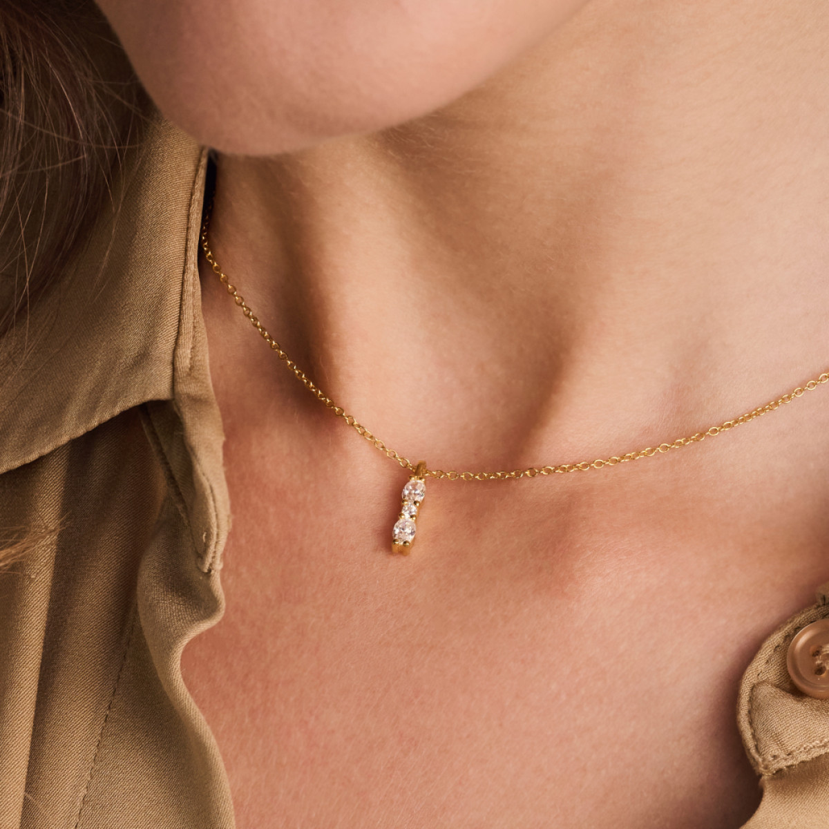 Sif Jakobs Ellera Ovale Piccolo SJ-N2414-CZ-YG Zilveren goldplated ketting met hanger en zirkonia - max. 45 cm