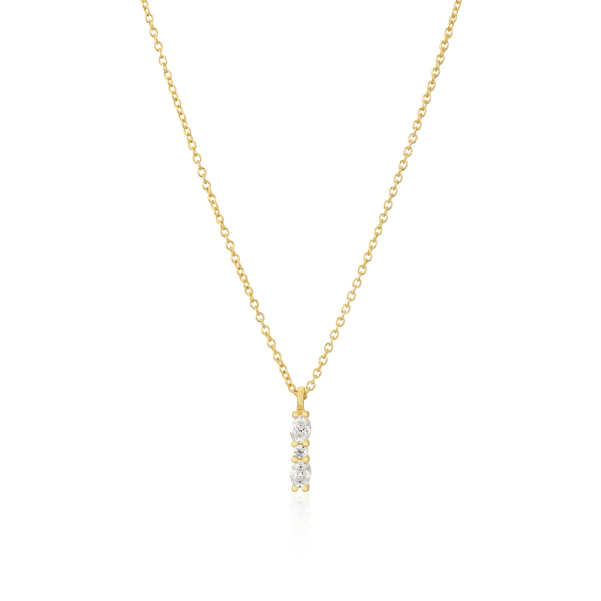 Sif Jakobs Ellera Ovale Piccolo SJ-N2414-CZ-YG Zilveren goldplated ketting met hanger en zirkonia - max. 45 cm