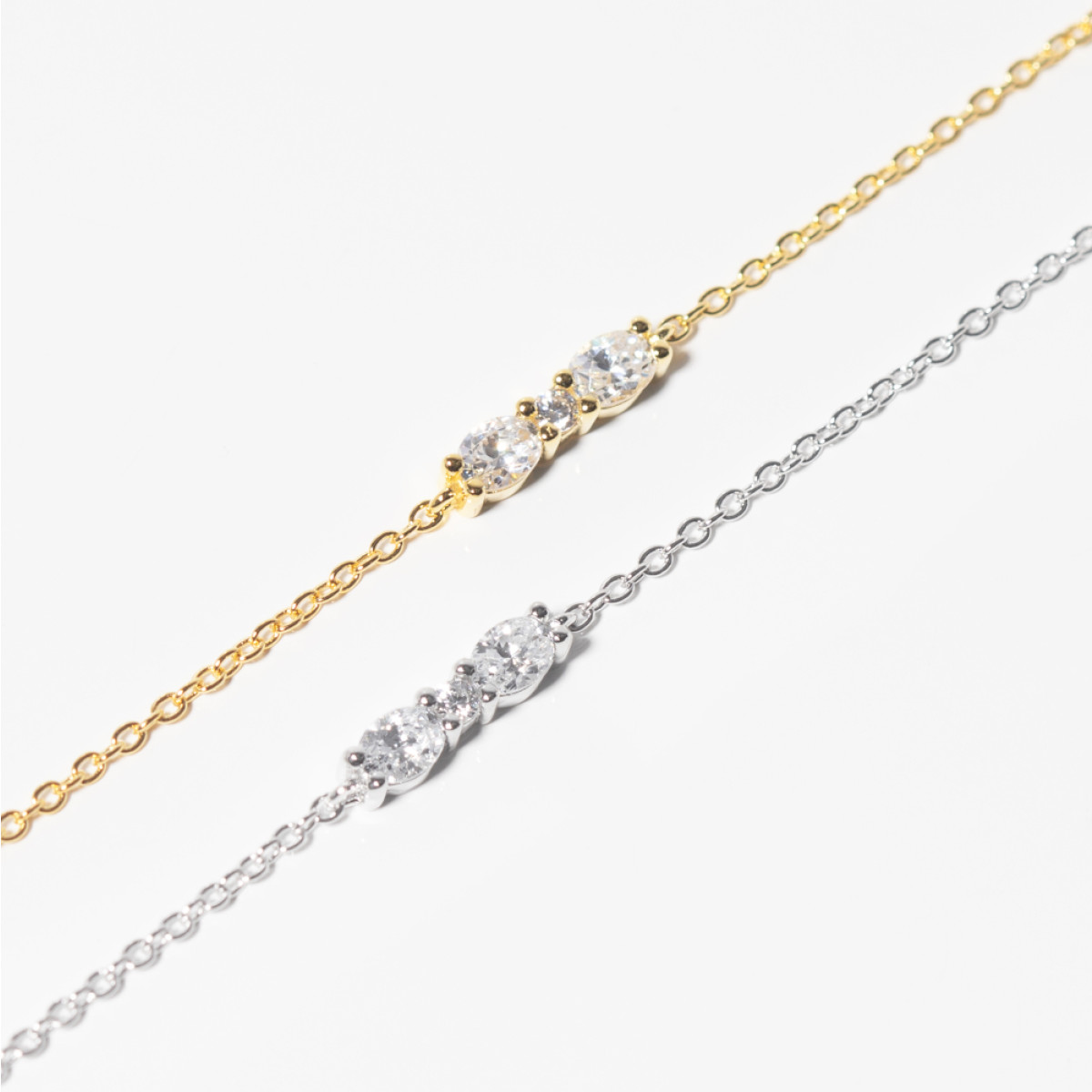 Sif Jakobs Ellera Ovale SJ-B2418-CZ-YG zilveren, goldplated armband met transparante zirkonia - Max. 19 cm
