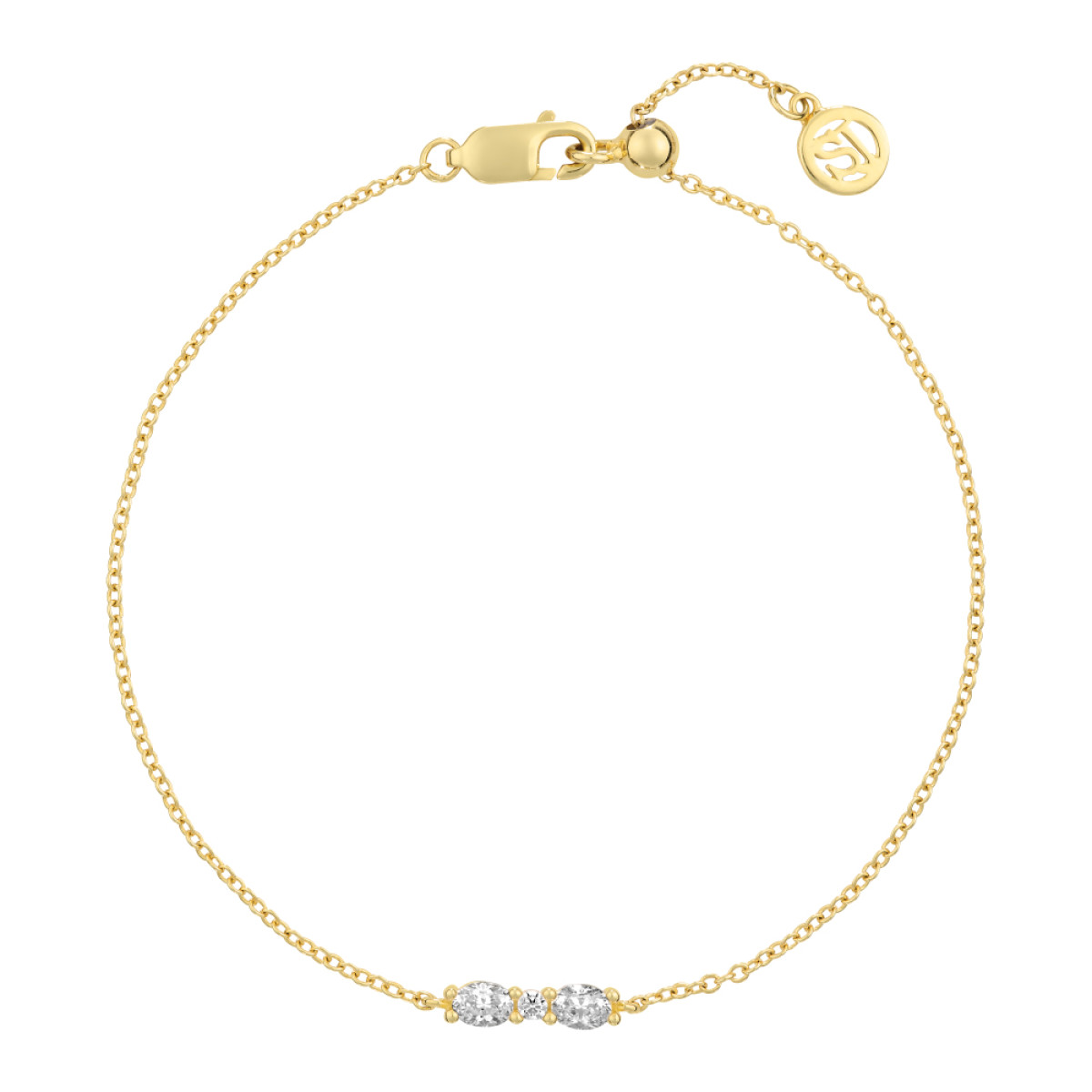 Sif Jakobs Ellera Ovale SJ-B2418-CZ-YG zilveren, goldplated armband met transparante zirkonia - Max. 19 cm