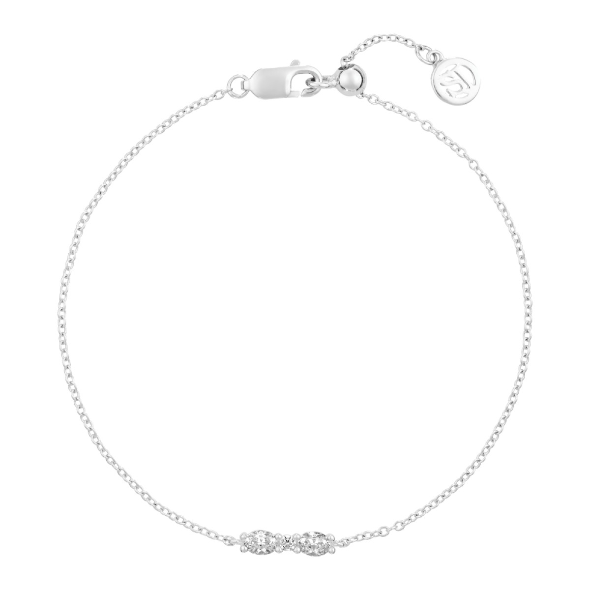 Sif Jakobs Ellera Ovale SJ-B2418-CZ zilveren armband met transparante zirkonia - Verstelbaar van 16.5-19 cm