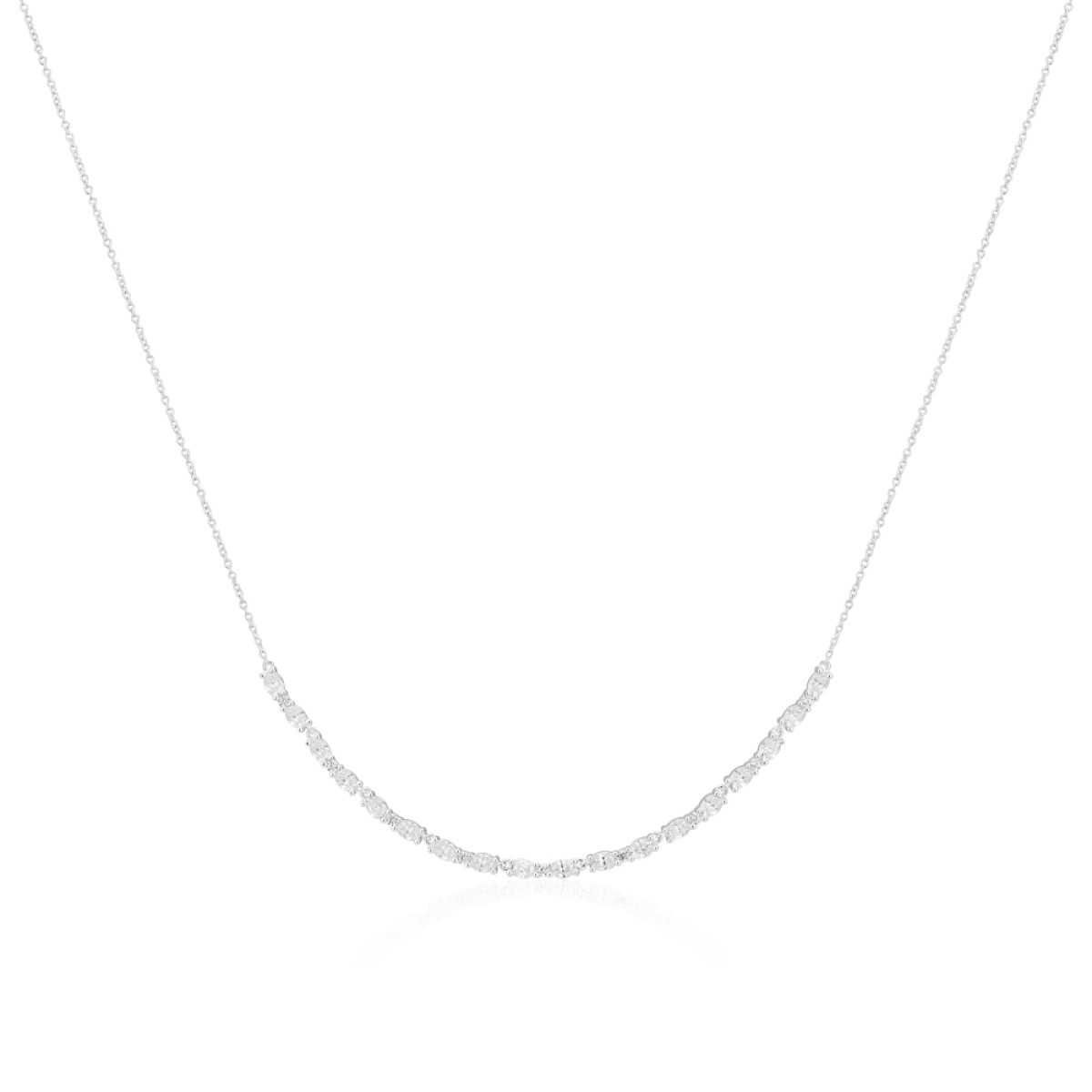 Sif Jakobs Ellera Ovale SJ-N2415-CZ Zilveren ketting met transparante zirkonia - Verstelbare lengte max. 45 cm