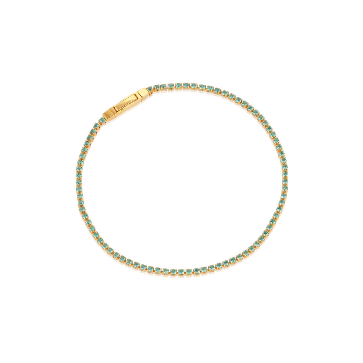 Sif Jakobs Ellera SJ-B2869N-TQCZ-YG goudkleurige armband met turquoise zirkonia's 1.3 mm breed