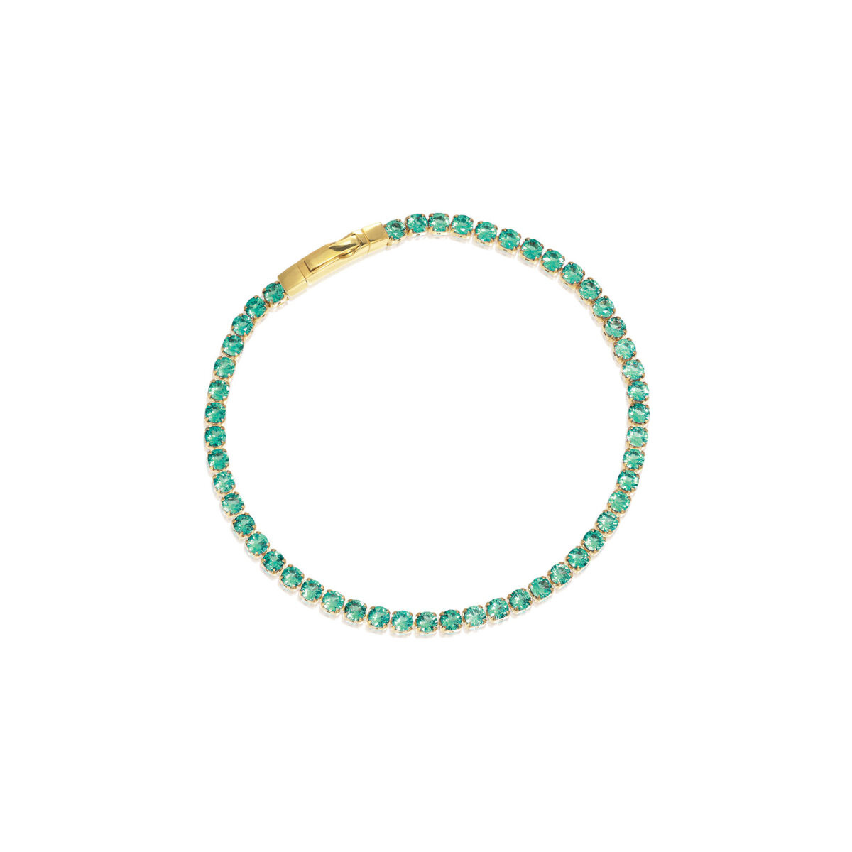 Sif Jakobs Ellera SJ-B2870-TQCZ-YG gold plated armband met turquoise zirkonia's 3 mm breed
