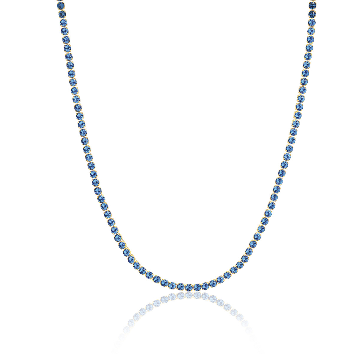 Sif Jakobs Ellera SJ-N2872-BLCZ-YG goudkleurige ketting met blauwe zirkonia's 3 mm breed