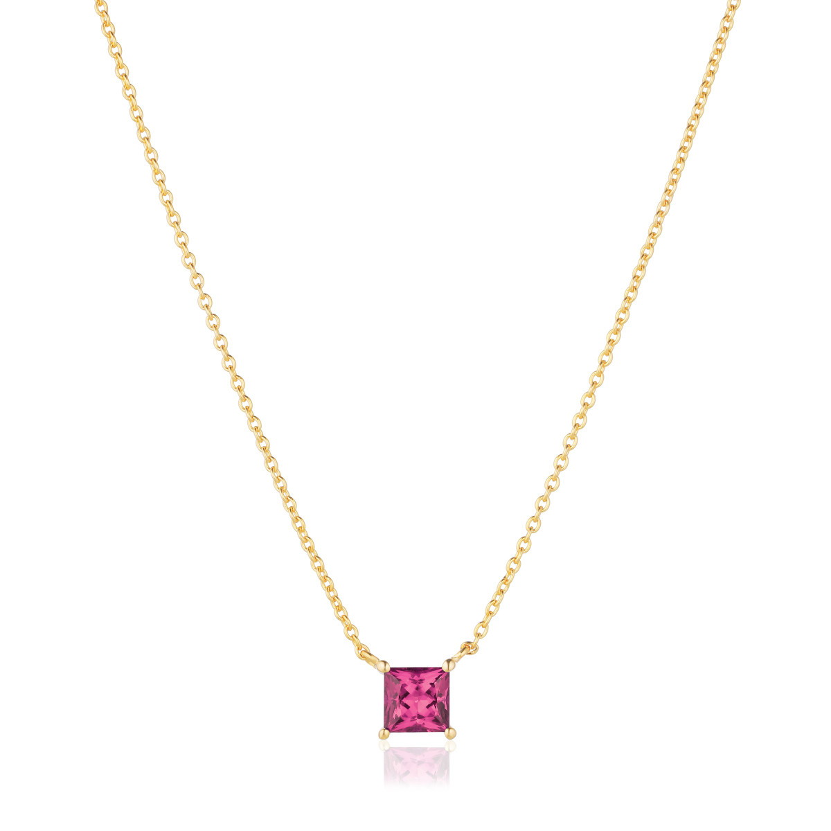 Sif Jakobs Ellera SJ-N42279-PKCZ-YG gold plated ketting roze zirkonia - 6 mm breed - Lengte 45 cm