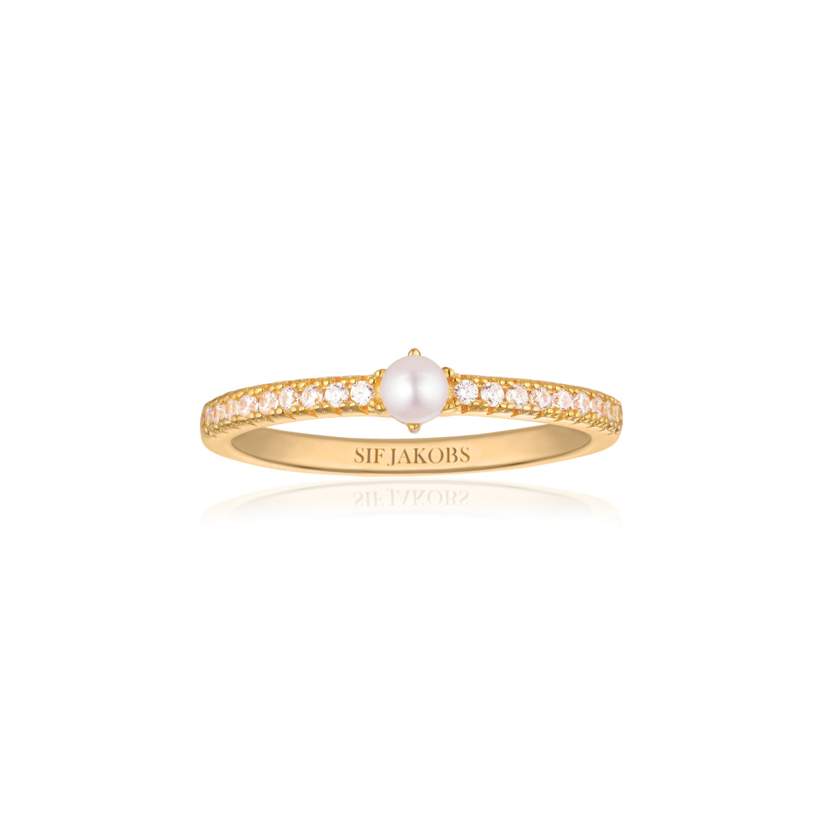 Sif Jakobs Ellera SJ-R12284-CZ-SG gold plated ring zirkonia glanzend 2 mm breed