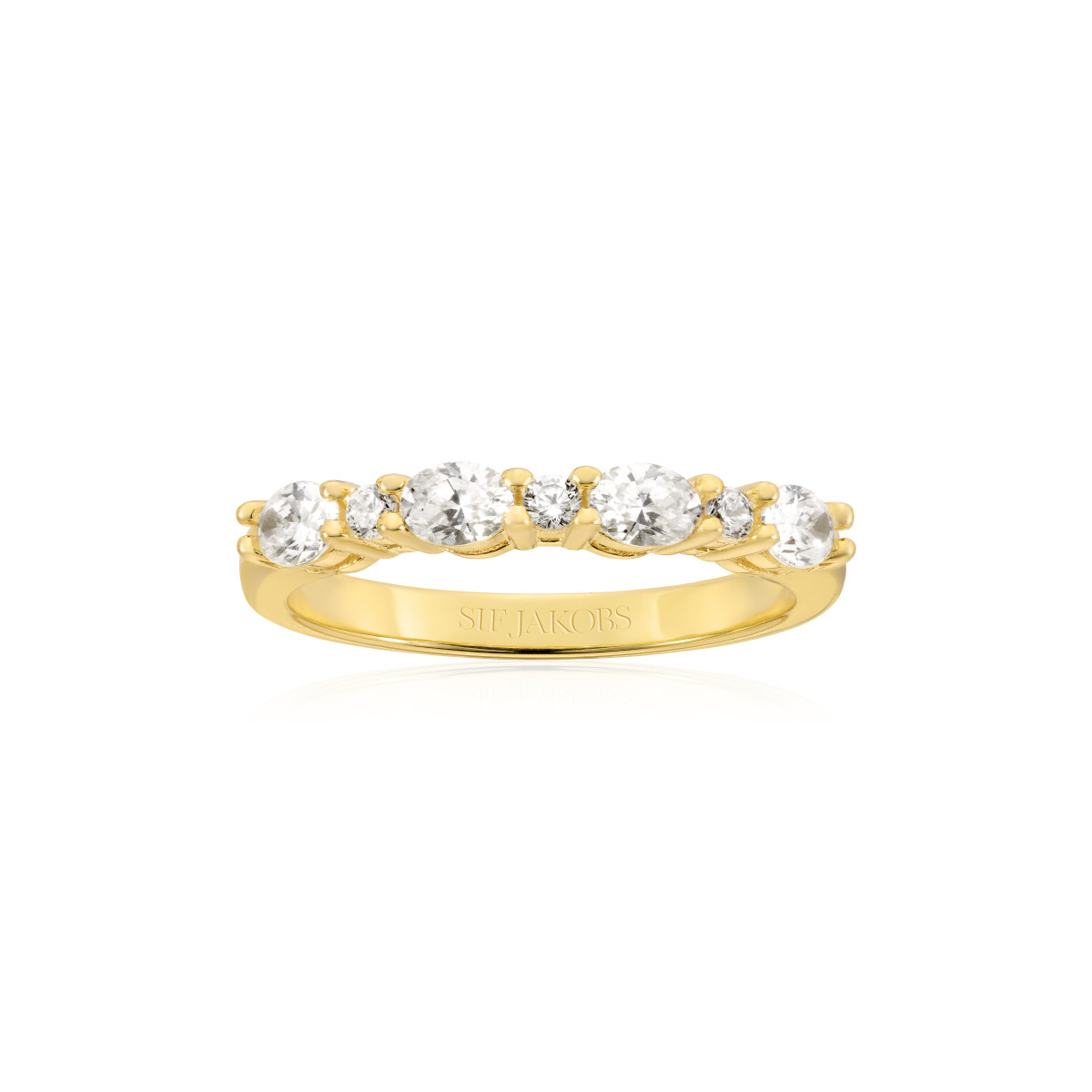 Sif Jakobs Ellera SJ-R2416-CZ-YG gold plated ring met glanzende zirkonia breed 4 mm