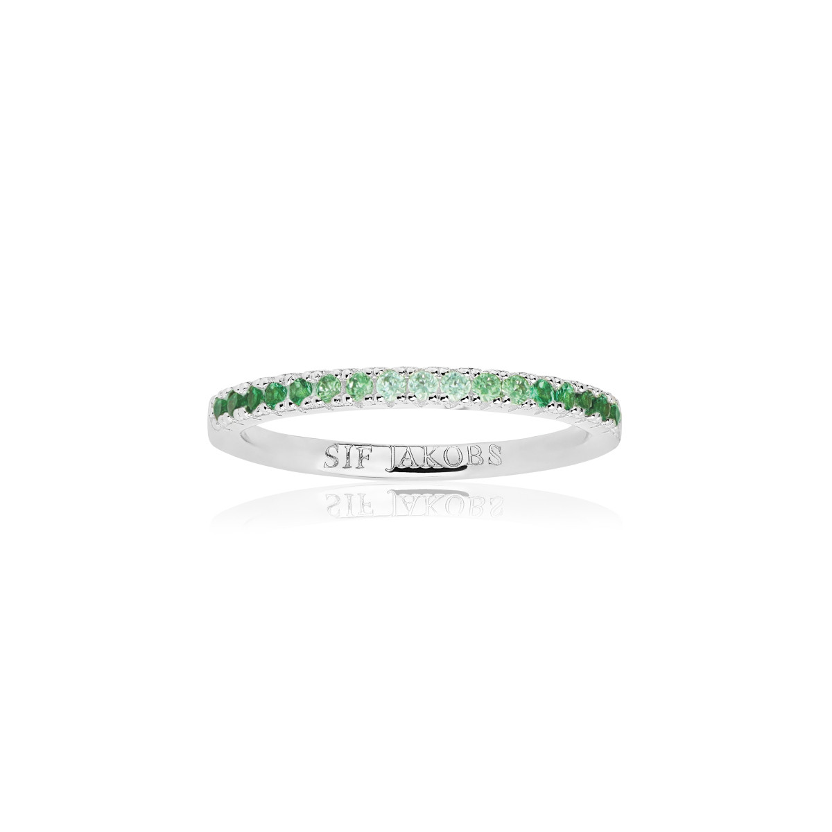 Sif Jakobs Ellera SJ-R2869-GGR zilveren ring groene zirkonia pavé 2 mm breed