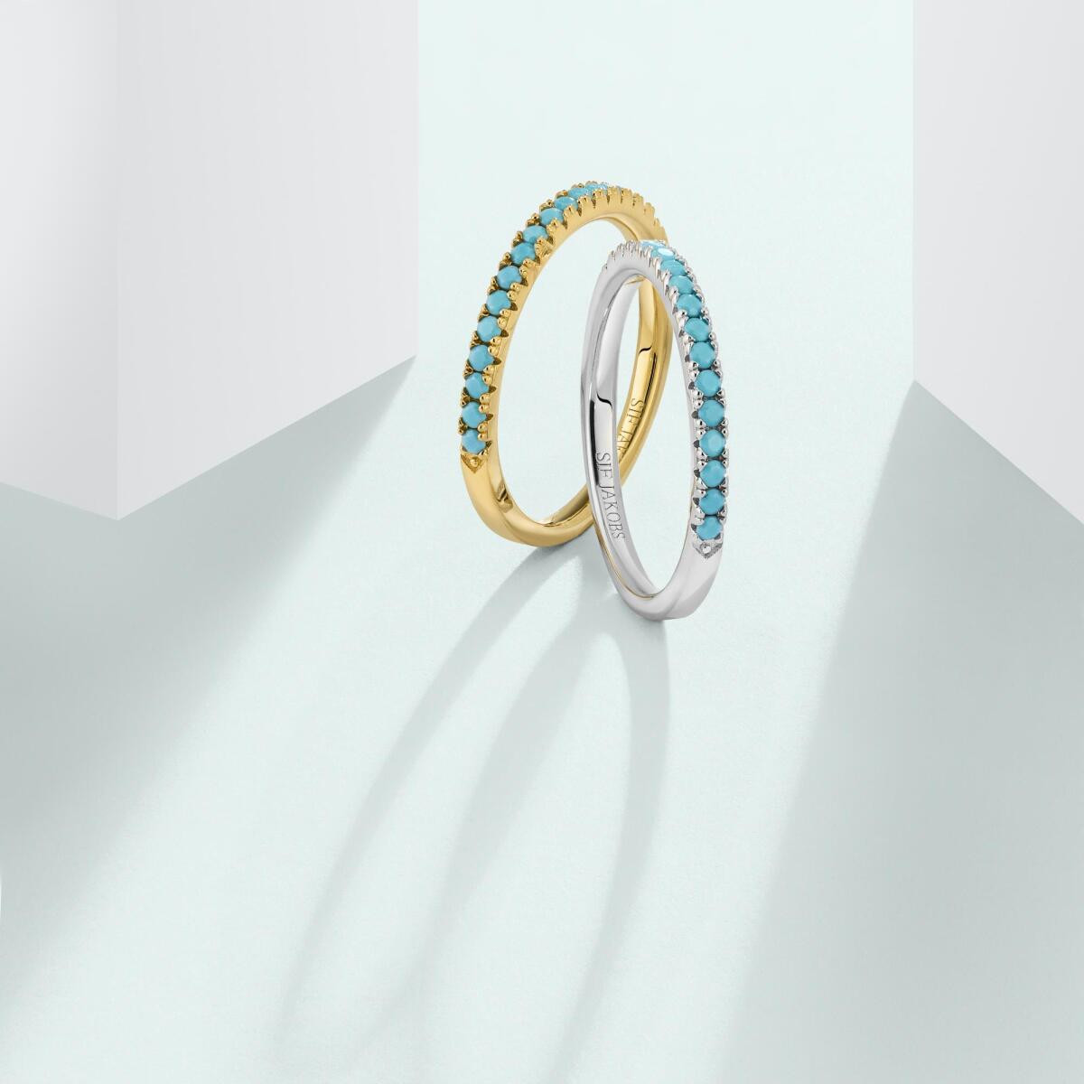 Sif Jakobs Ellera SJ-R2869-TQ zilveren ring met turquoise zirkonia pavézetting breed 2 mm