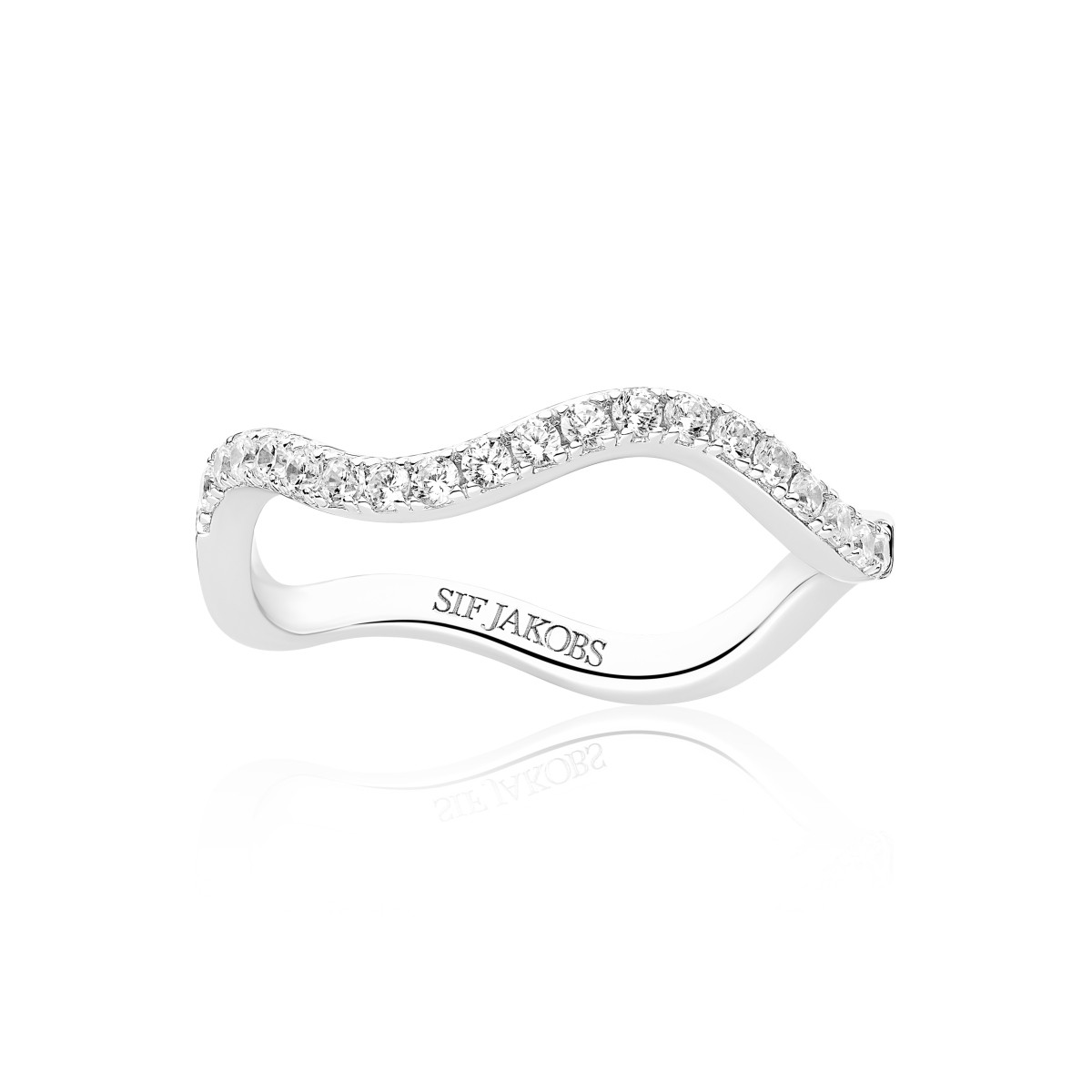 Sif Jakobs Ellera SJ-R3869-CZ zilveren ring met zirkonia golvende band 2 mm breed