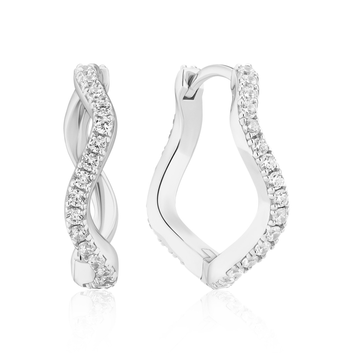 Sif Jakobs Ellera Waves GrandeSJ-E3869-CZ zilveren oorringen met glanzende zirkonia's - 20 x 2 mm