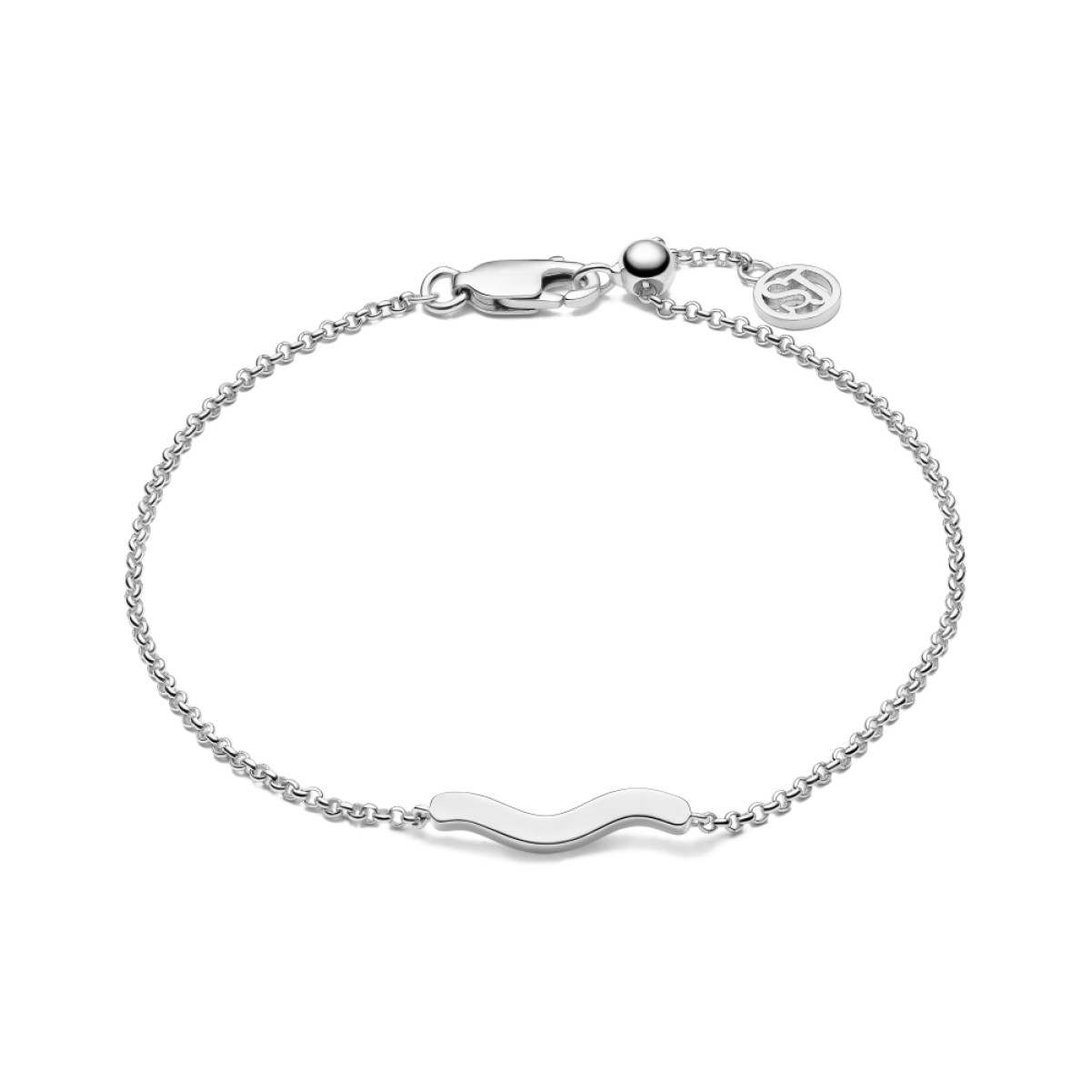 Sif Jakobs Ellera Waves Pianura SJ-B3859 zilveren schakelarmband met golvend tussenstuk 16.5-18 cm