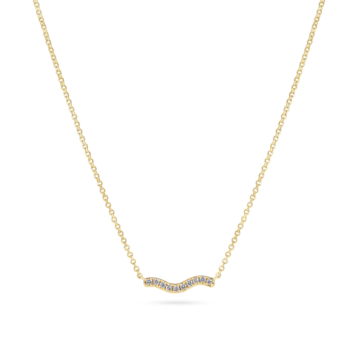 Sif Jakobs Ellera Waves SJ-N3859-CZ-YG Zilveren goldplated ketting met golvende hanger en zirkonia - max. 45 cm