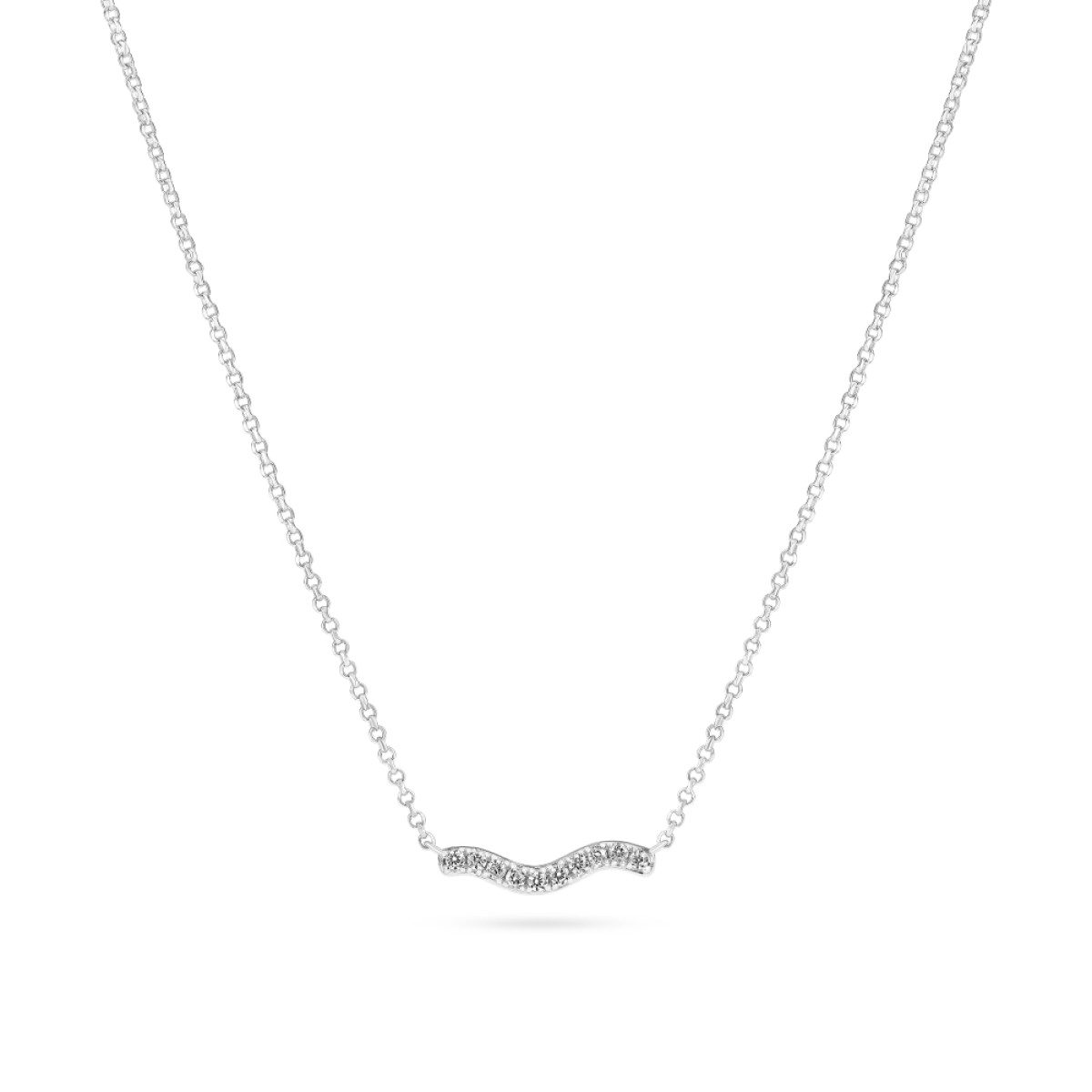 Sif Jakobs Ellera Waves SJ-N3859-CZ Zilveren ketting met golvende hanger en transparante zirkonia - max. 45 cm